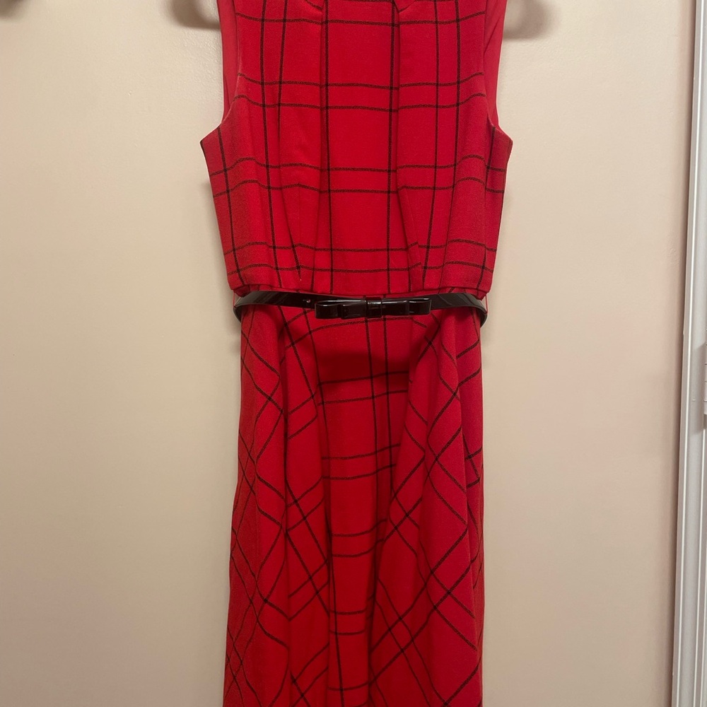 Elle Red Plaid Midi Dress
